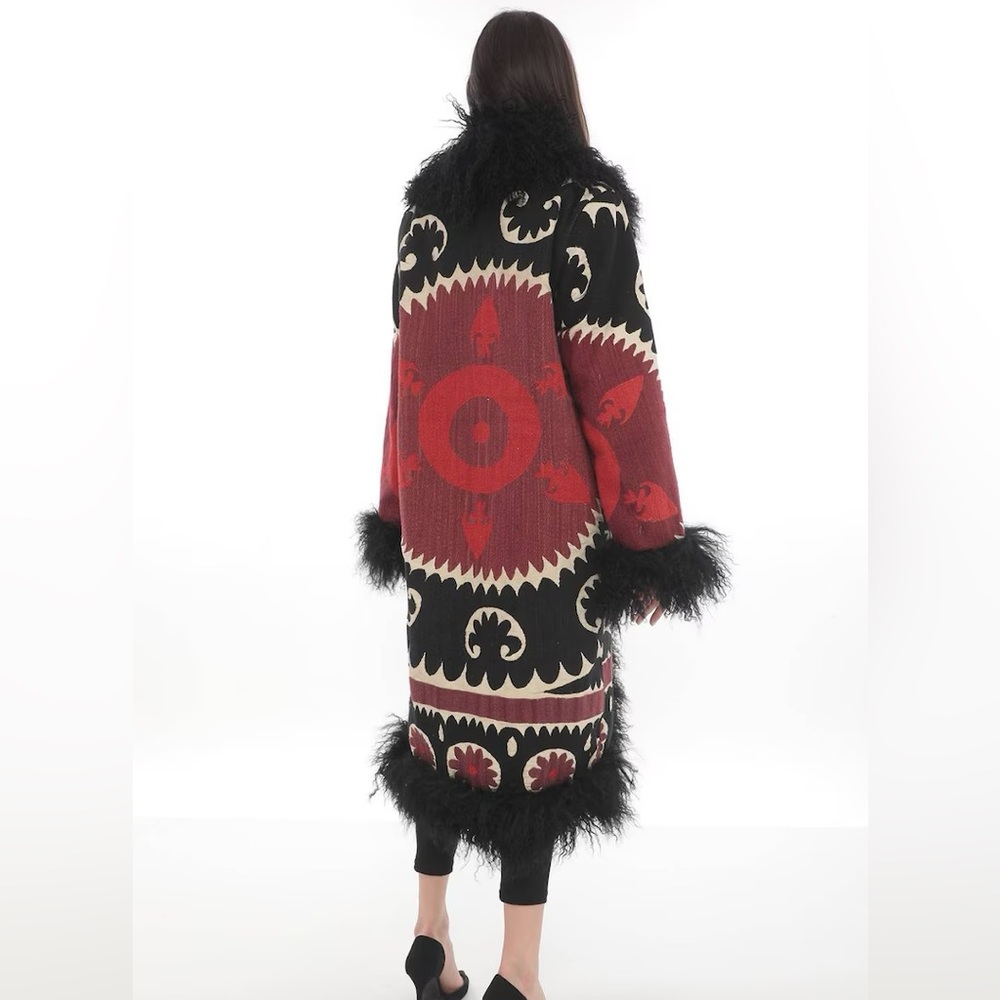 Authentic Sherpa penny lane jacket with real Mongolian fur